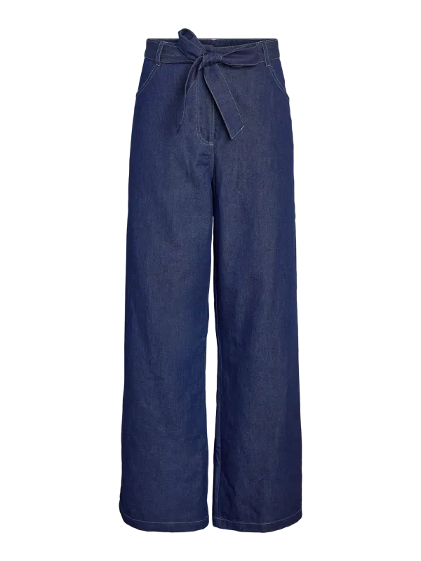 Noisy May NMSERENE MW TIE CHAMBRAY PANT Medium Blue Denim 27037279