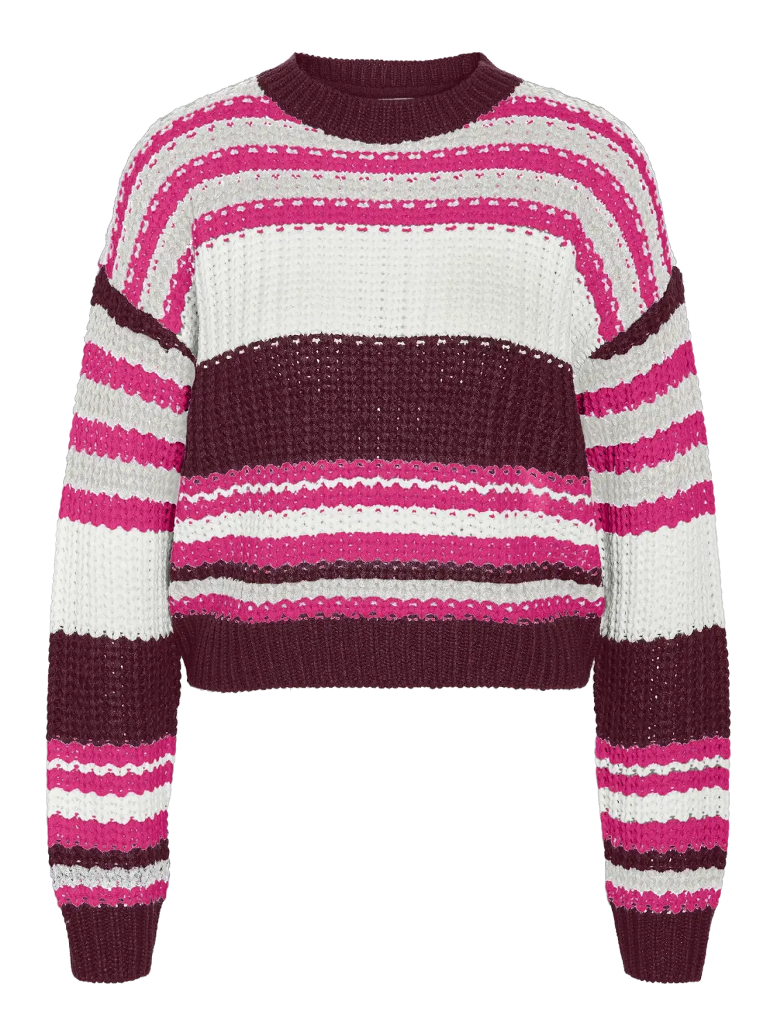 Noisy May NMCHARLIE L/S O-NECK KNIT NOOS Windsor Wine/CLOUD D 27020786