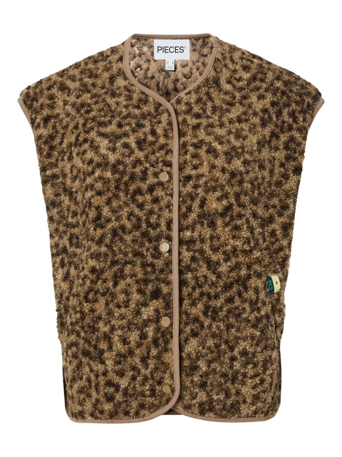 Pieces PCKATTY TEDDY VEST BC Tannin/Leopard 17162344