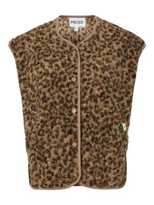 Pieces PCKATTY TEDDY VEST BC Tannin/Leopard 17162344