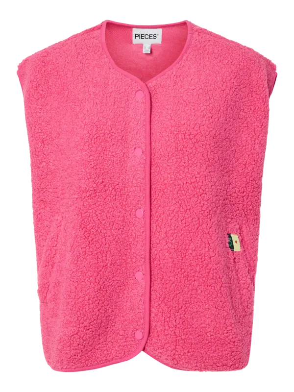 Pieces PCKATTY TEDDY VEST BC Shocking Pink 17162344
