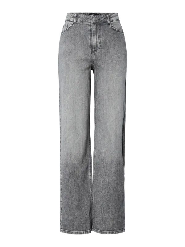 Pieces PCSILKE MW WIDE JEANS MG NOOS BC Medium Grey Denim 17159804