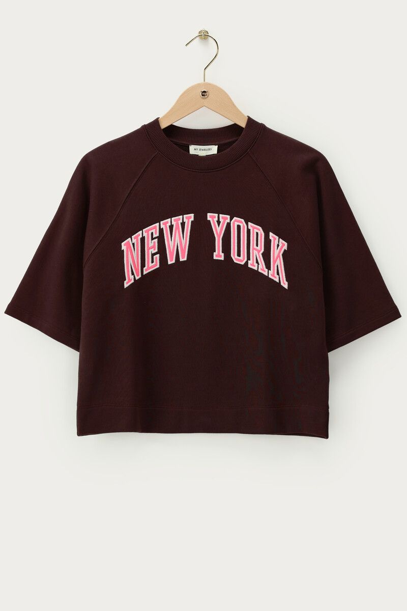 My Jewellery New York short sleeve sweater Brown MJ14333