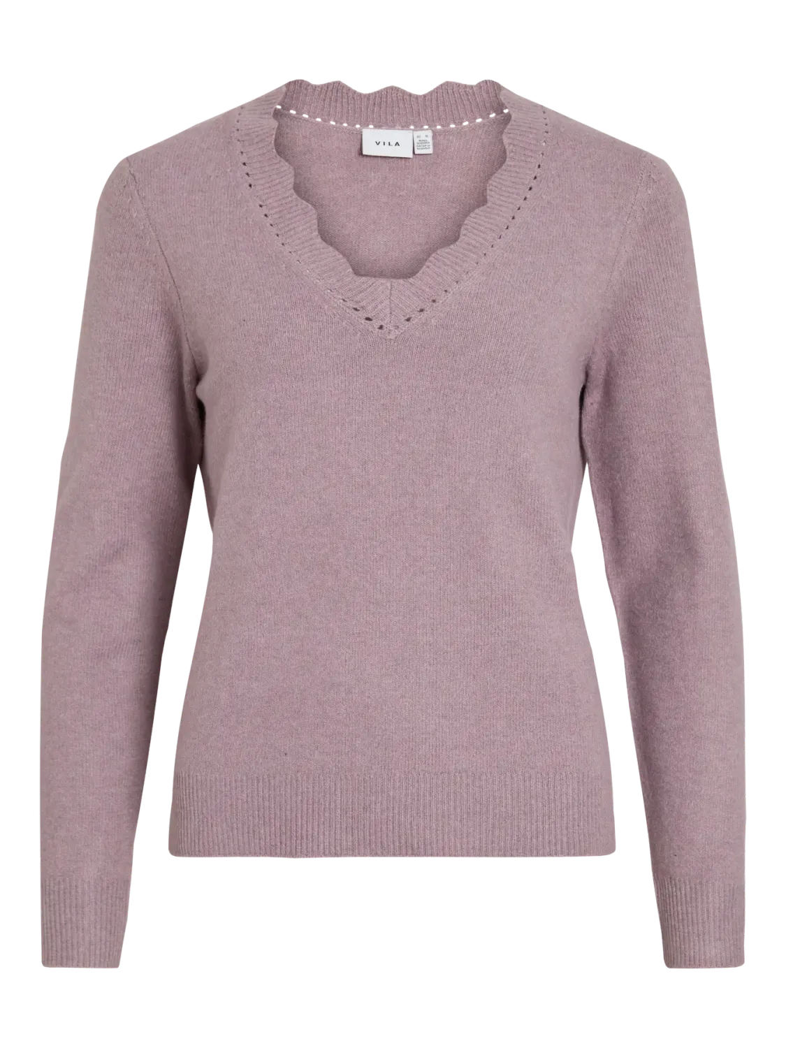 Vila VINIKOLINA V-NECK L/S KNIT TOP - NO: Toadstool/MELANGE 14106344