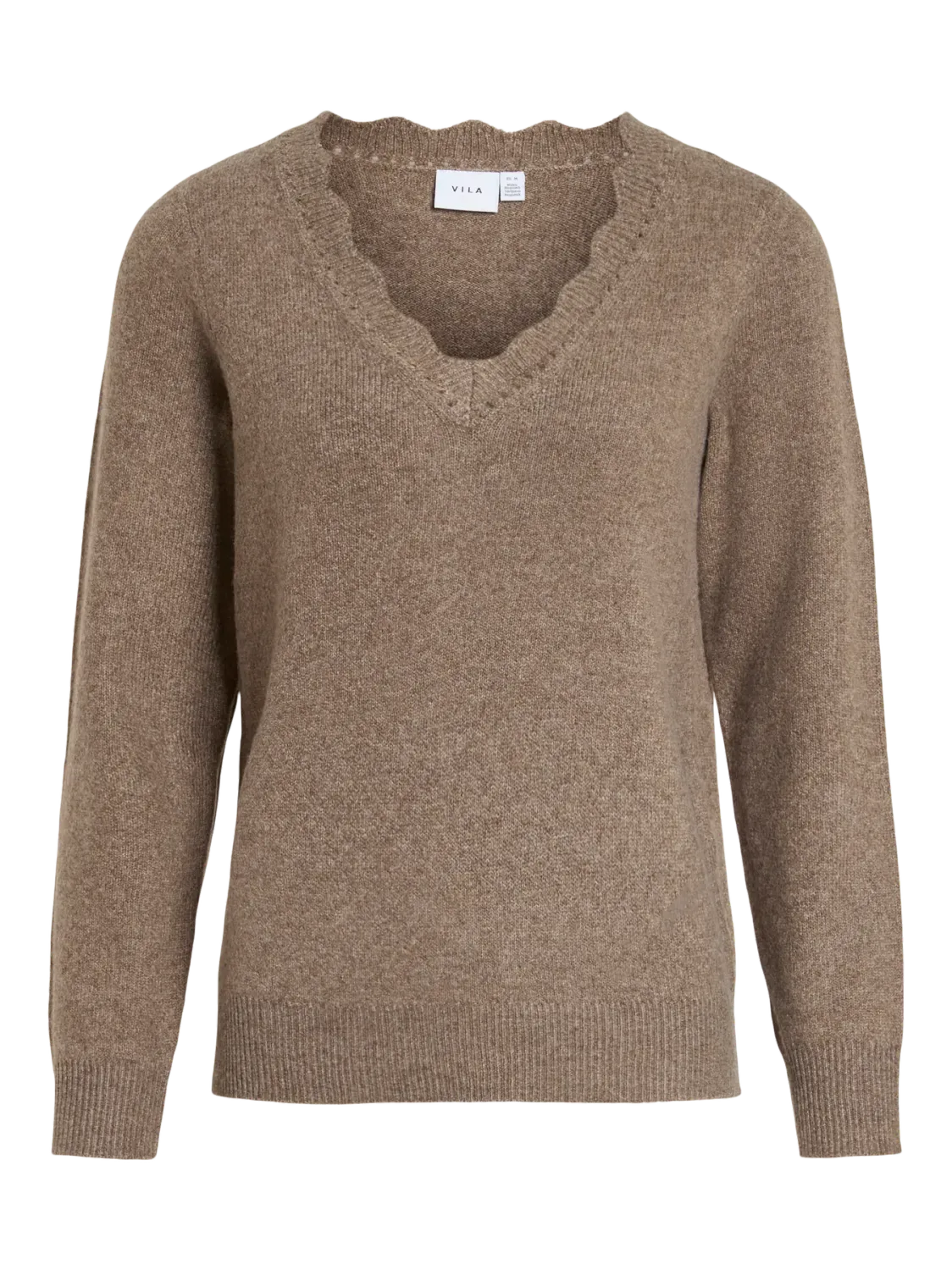 Vila VINIKOLINA V-NECK L/S KNIT TOP - NO: Falcon/MELANGE 14106344