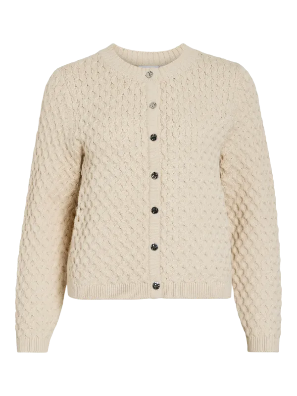 Vila VIKALI L/S O-NECK KNIT BUTTON CARDI: Birch 14107982