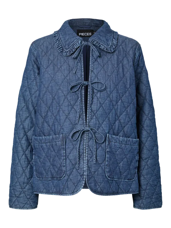 Pieces PCAURA SHORT QUILT JACKET FSY Medium Blue Denim 17163998