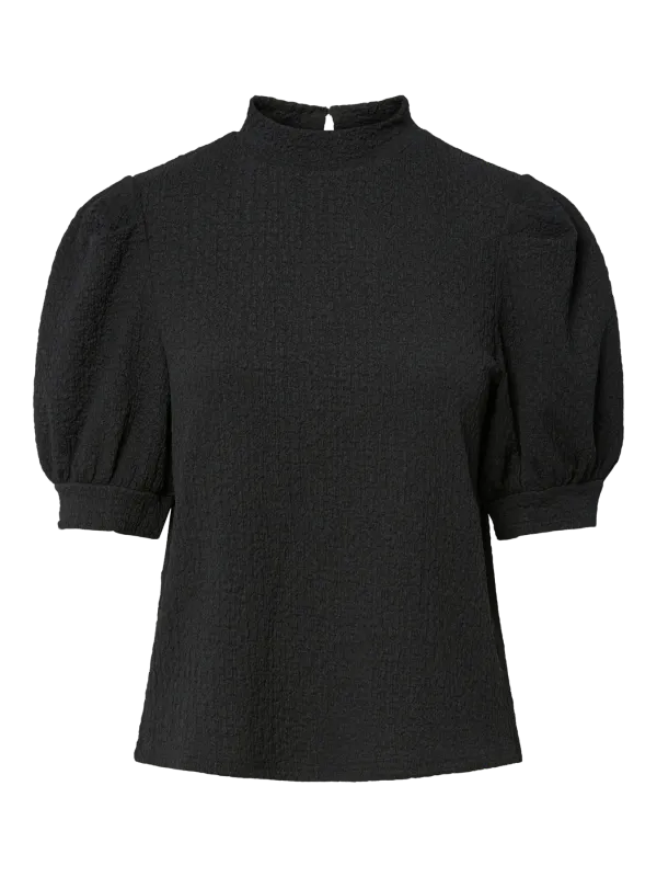 Pieces PCJAMAL 2/4 HIGH NECK TOP JRS BC Black 17159293