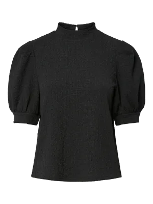 Pieces PCJAMAL 2/4 HIGH NECK TOP JRS BC Black 17159293
