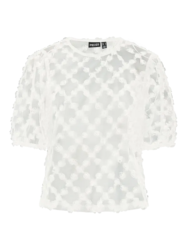 Pieces PCMICHAEL 2/4 TOP JRS Cloud Dancer 17160835