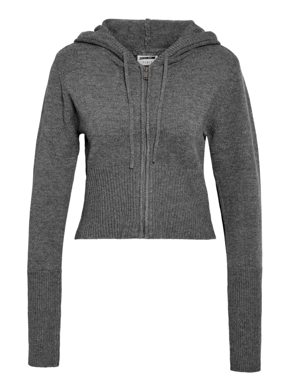 Noisy May NMNOURIA L/S ZIP KNIT CARDIGAN FWD : Medium Grey Melange 27034672