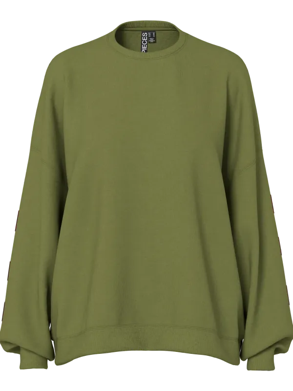 Pieces PCFANY LS O-NECK OVERSIZED SWEAT JR: Sphagnum/AMSTERDAM 17164992