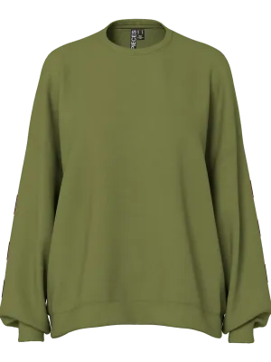 Pieces PCFANY LS O-NECK OVERSIZED SWEAT JR: Sphagnum/AMSTERDAM 17164992