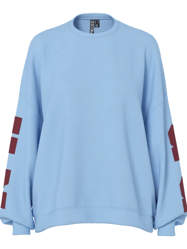 Pieces PCFANY LS O-NECK OVERSIZED SWEAT JR: Airy Blue/BROOKLYN 17164992