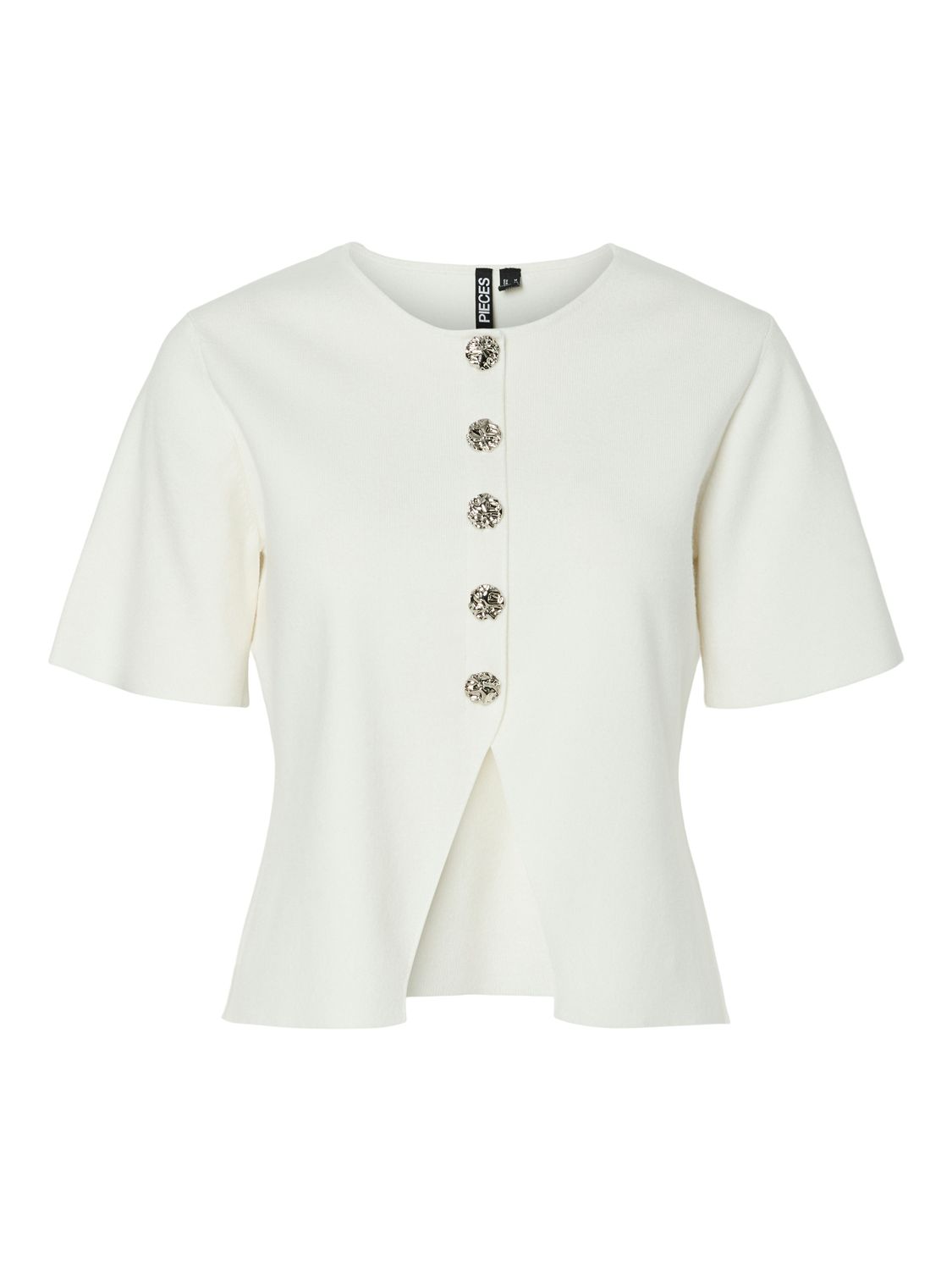 Pieces PCMARIE SS O-NECK SPLIT KNIT Cloud Dancer 17160712