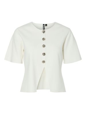 Pieces PCMARIE SS O-NECK SPLIT KNIT Cloud Dancer 17160712