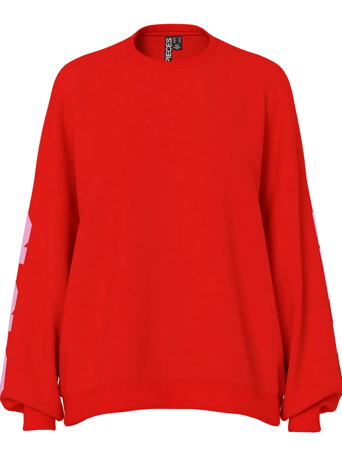 Pieces PCFANY LS O-NECK OVERSIZED SWEAT JR: Fiery Red/SANFRANSIS 17164992