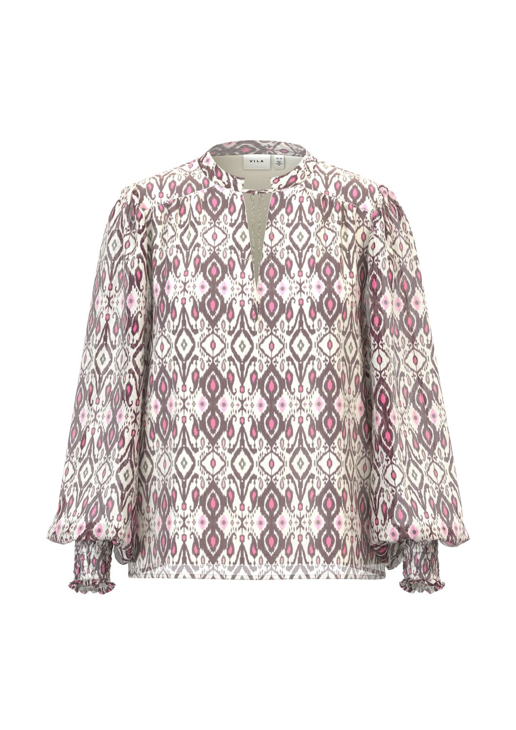 Vila VISEFINA L/S TOP /LC Birch/PINK/FIG 14113726