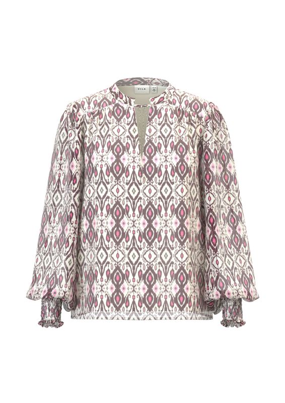 Vila VISEFINA L/S TOP /LC Birch/PINK/FIG 14113726