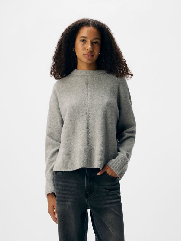 Object OBJJUNO L/S LO O-NECK KNIT NOOS Light Grey Melange 23046885