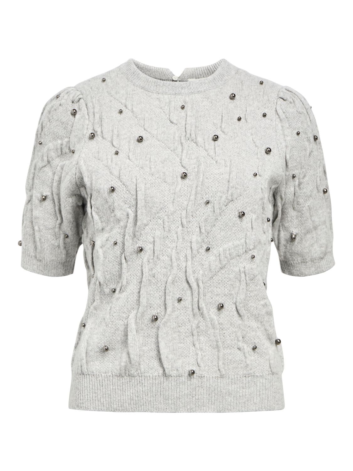 Object OBJPENNY KNIT RE S/S PULLOVER CC3 Light Grey Melange 23047082