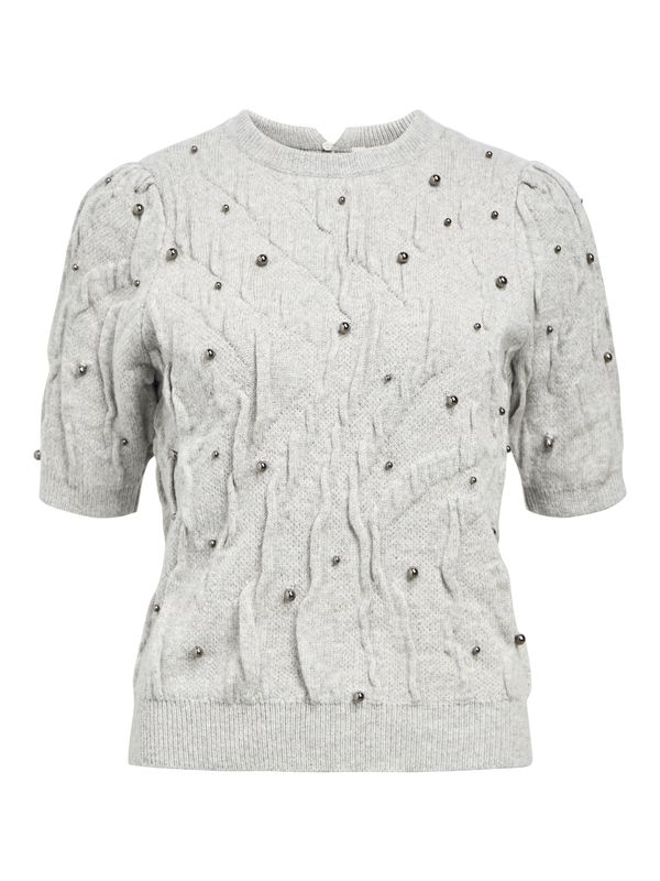 Object OBJPENNY KNIT RE S/S PULLOVER CC3 Light Grey Melange 23047082