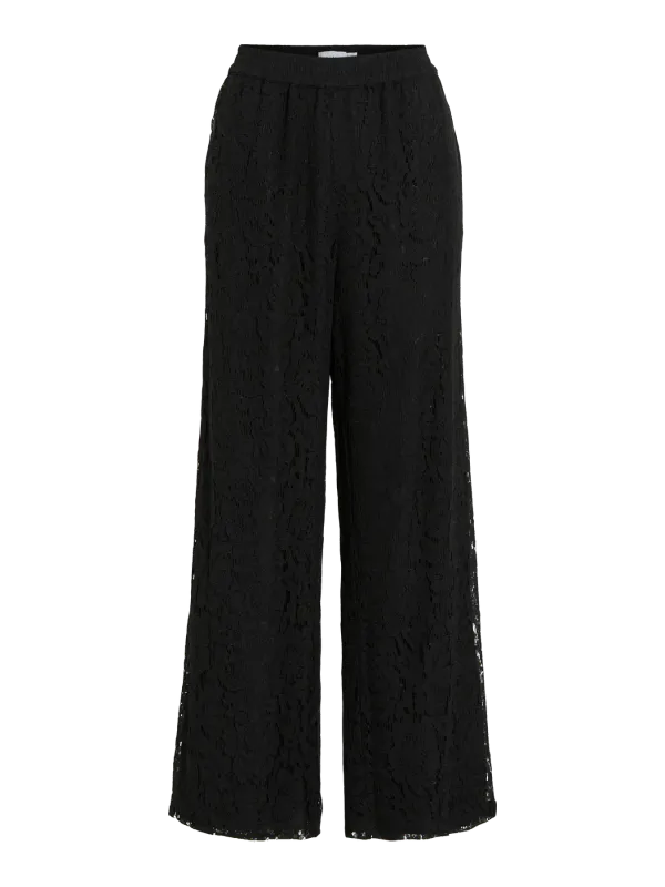 Vila VIOLINE HW LACE PANTS Black 14115081