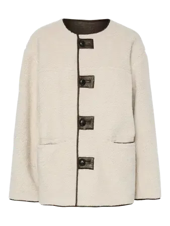 Pieces PCJULIE REVERSIBLE TEDDY BRUSHED JA: Birch/Dark brown 17158931