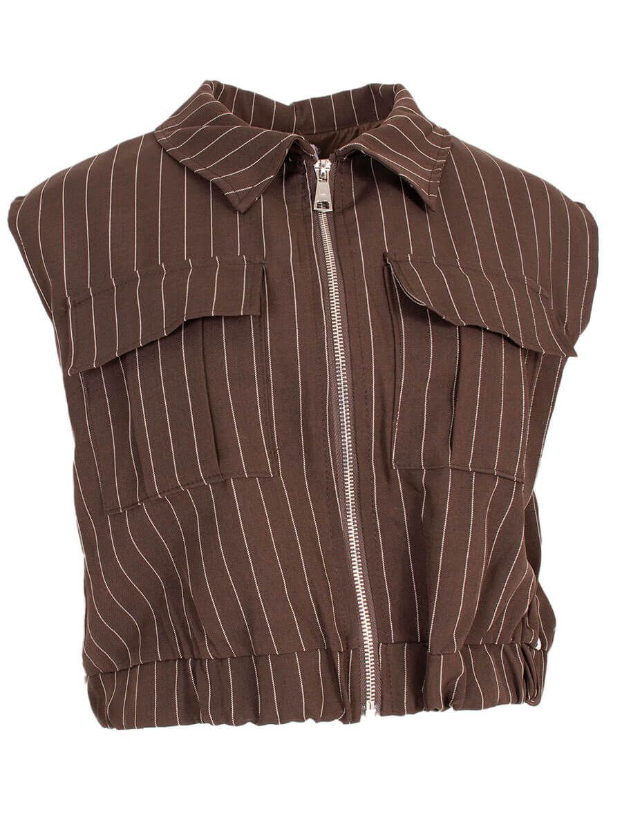 Azzurro Gilet pinstripe Brown 7420