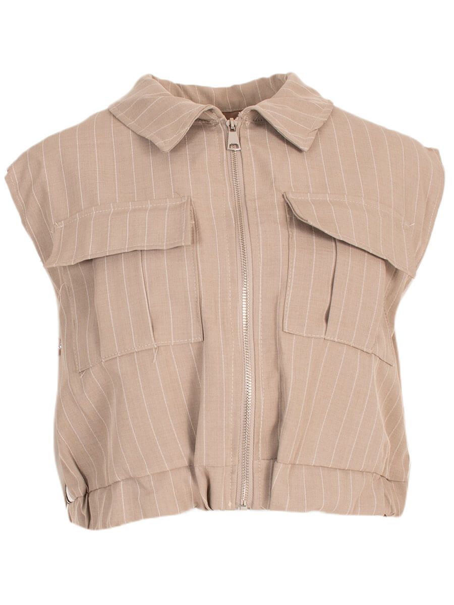 Azzurro Gilet pinstripe Beige 7420