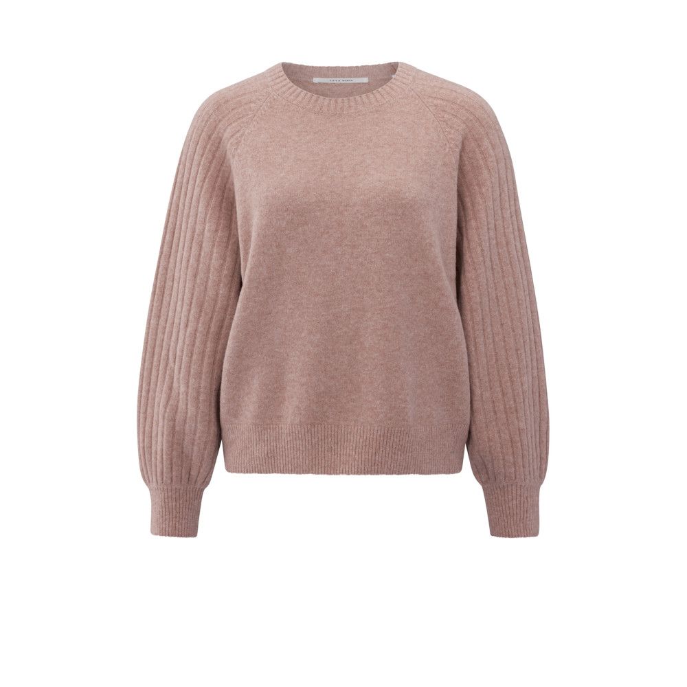 YaYa Rib mixed sweater ls BLUSH PINK MELANGE 01-000410-509