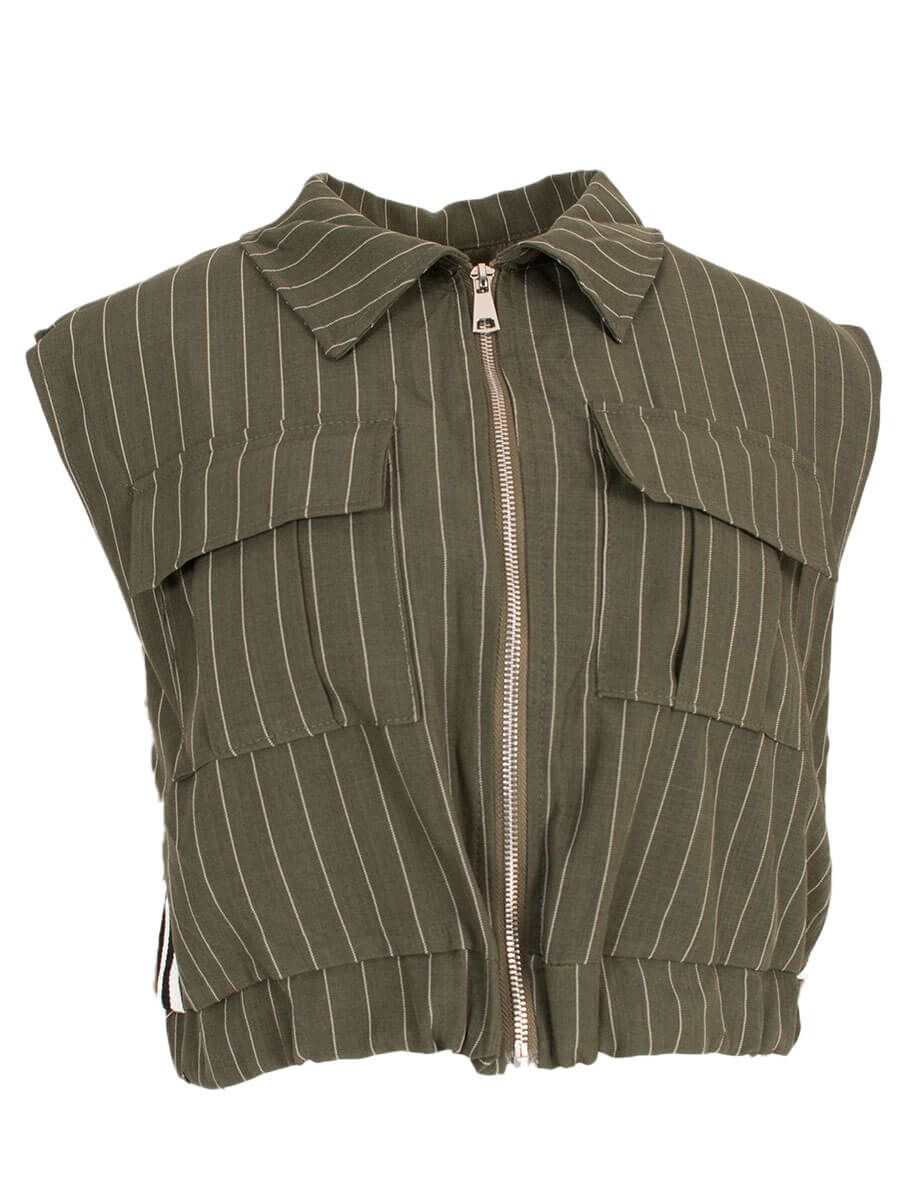 Azzurro Gilet pinstripe Army Green 7420