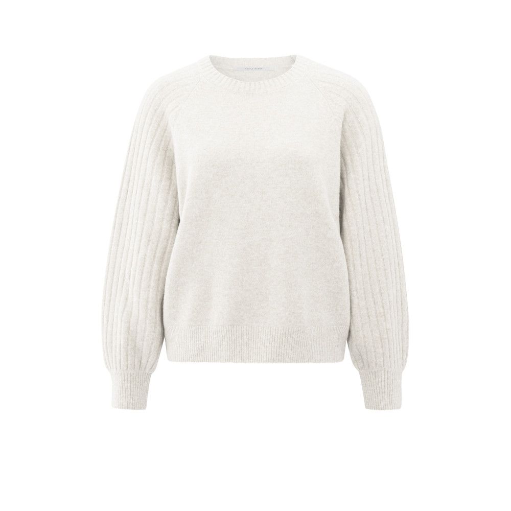 YaYa Rib mixed sweater ls OFF WHITE MELANGE 01-000410-509
