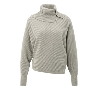 YaYa Batwing sweater with collar ls BROWNISH GREY MELANG 01-000506-509