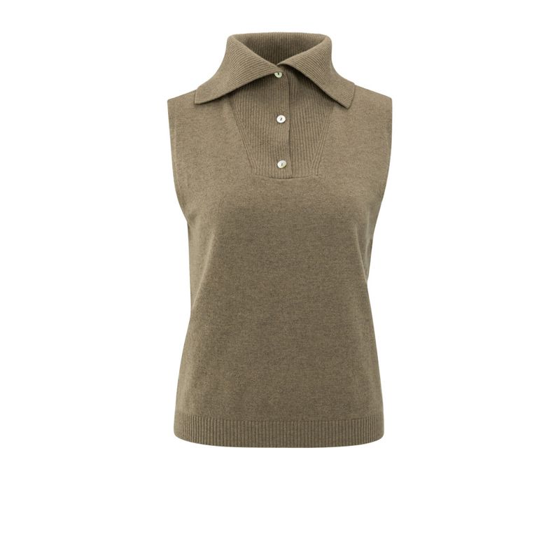 YaYa Sleeveless sweater with collar CAPERS MELANGE 01-000502-509
