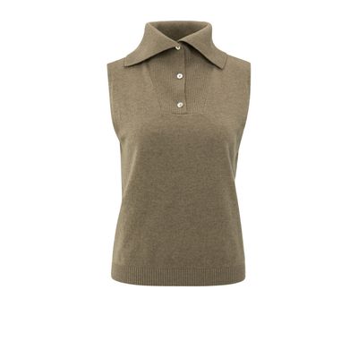 YaYa Sleeveless sweater with collar CAPERS MELANGE 01-000502-509