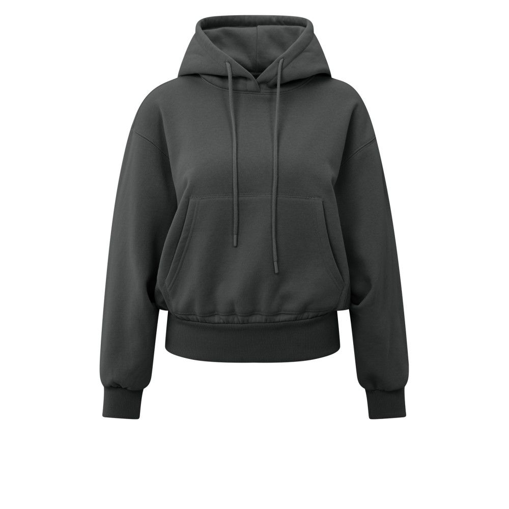 YaYa Hoodie with pleated bottom OYSTER BLACK 01-109095-509