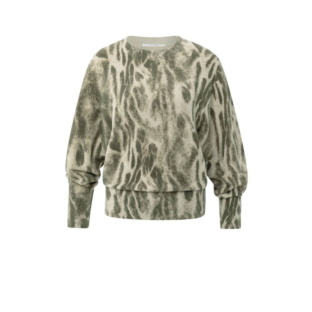YaYa Sweater with allover print PALE KHAKI BEIGE DES 01-000497-509