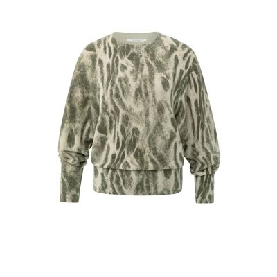 YaYa Sweater with allover print PALE KHAKI BEIGE DES 01-000497-509