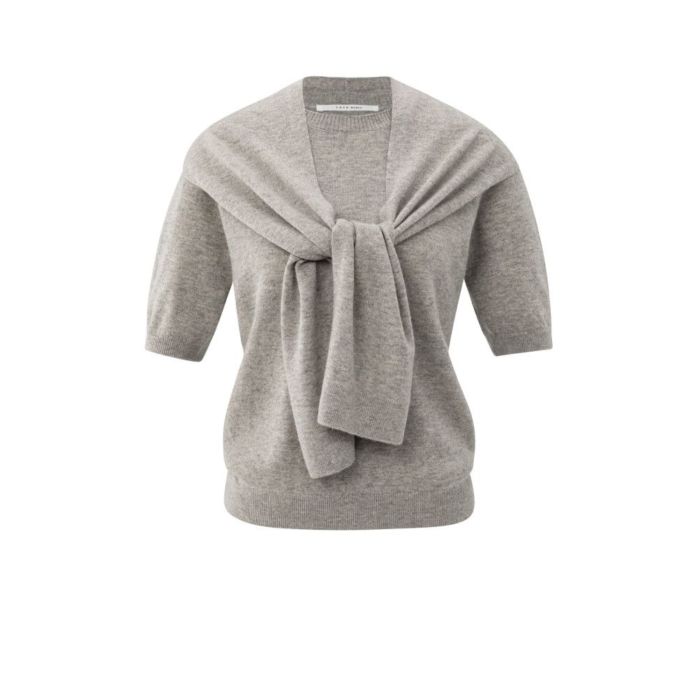 YaYa Short sleeve sweater with fake BROWNISH GREY 01-000496-509
