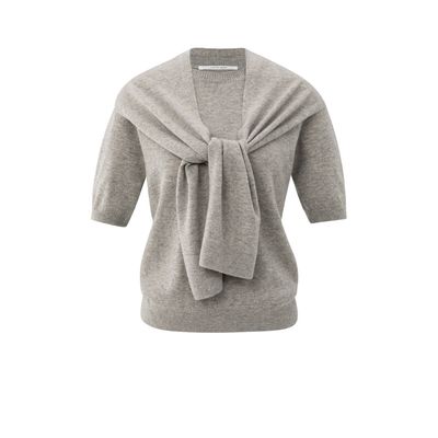 YaYa Short sleeve sweater with fake BROWNISH GREY 01-000496-509