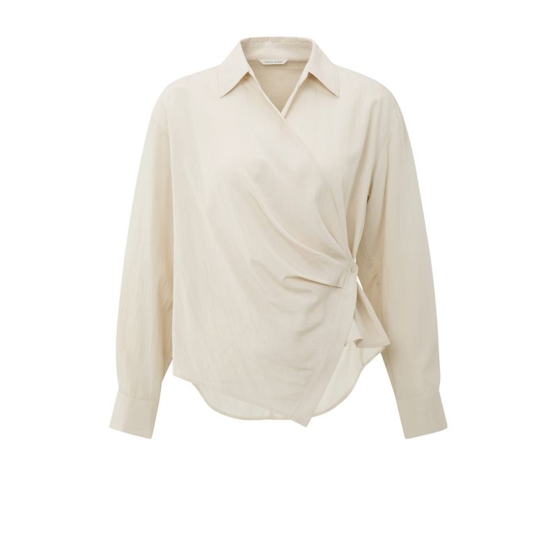 YaYa Fitted wrap blouse BEIGE 01-201174-509