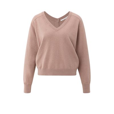 YaYa Double v-neck sweater with but BLUSH PINK 01-000494-509