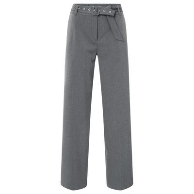 YaYa Woven wide leg trousers  with ANTHRACITE MELANGE 01-301212-509
