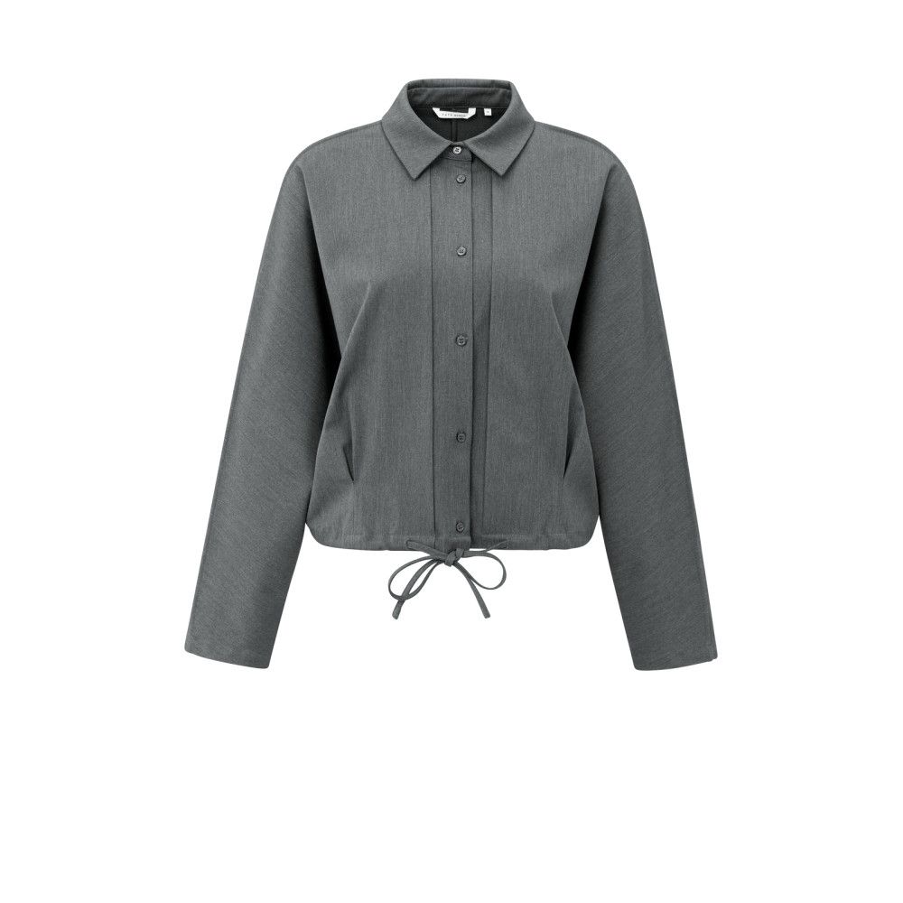 YaYa Blouse jacket with waist pleat ANTHRACITE MELANGE 01-201175-509