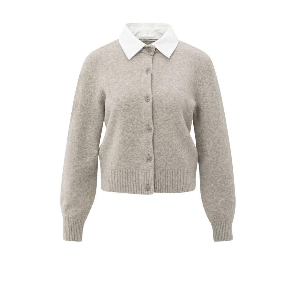 YaYa Cardigan with detachable woven BROWNISH GREY 01-010117-509