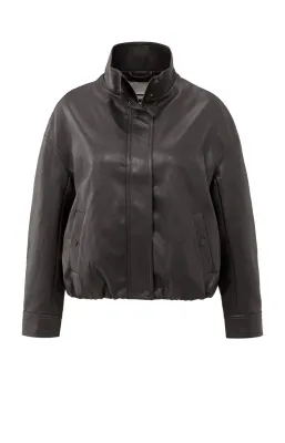 YaYa Faux leather jacket with baloo ANTHRACITE BROWN 02-009060-509