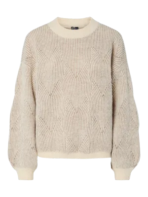 Pieces PCJENNA LS O-NECK KNIT NOOS BC Whitecap Gray/GREIGE 17147906