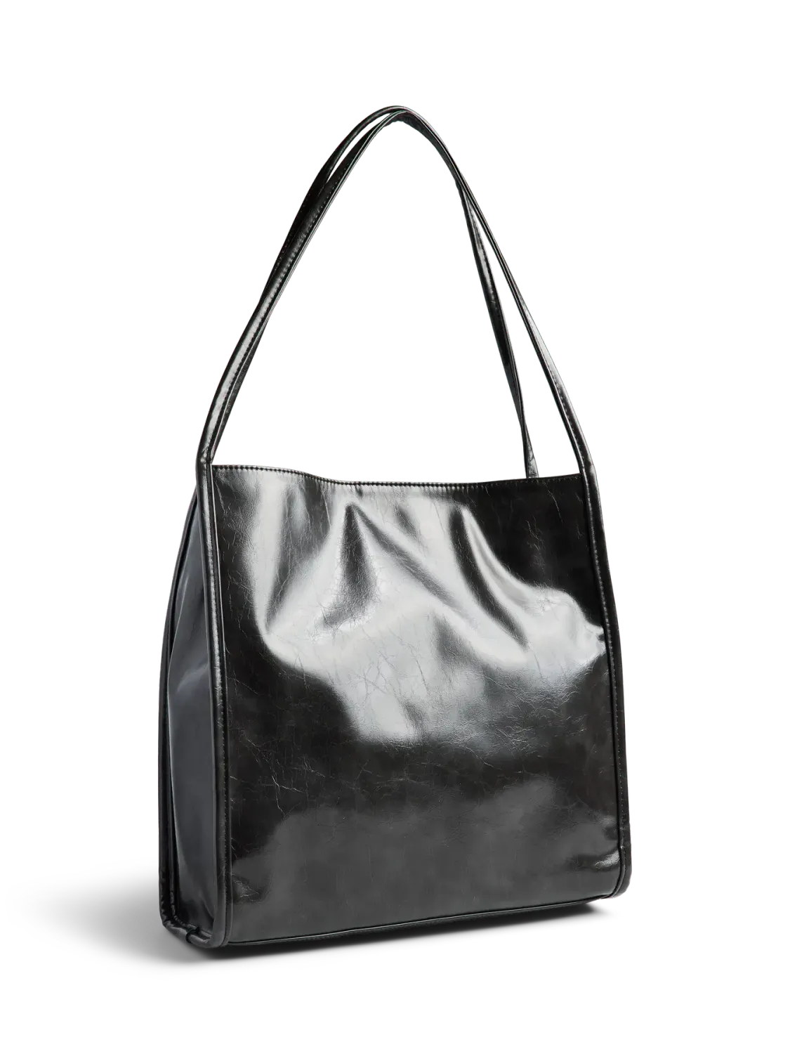 Pieces PCMALOU PATENT SHOPPING BAG WB Black 17161434