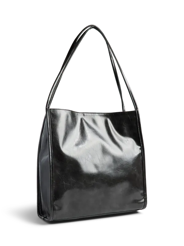 Pieces PCMALOU PATENT SHOPPING BAG WB Black 17161434